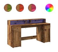 Escritorio Con Led Madera Ingeniería Envejecida 160x55x91 Cm Vidaxl
