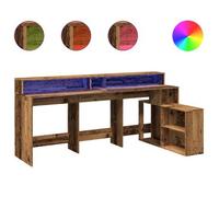 Escritorio Con Led Madera Ingeniería Envejecida 200x104x91 Cm Vidaxl