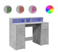 Escritorio Con Led Madera Ingeniería Gris Hormigón 120x55x91 Cm Vidaxl
