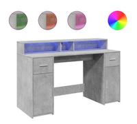 Escritorio Con Led Madera Ingeniería Gris Hormigón 140x55x91 Cm Vidaxl