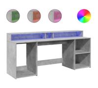 Escritorio Con Led Madera Ingeniería Gris Hormigón 200x55x91 Cm Vidaxl