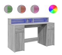 Escritorio Con Led Madera Ingeniería Gris Sonoma 140x55x91 Cm Vidaxl