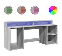 Escritorio Con Led Madera Ingeniería Gris Sonoma 200x55x91 Cm Vidaxl