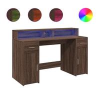 Escritorio Con Led Madera Ingeniería Marrón Roble 140x55x91 Cm Vidaxl