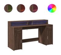 Escritorio Con Led Madera Ingeniería Marrón Roble 160x55x91 Cm Vidaxl