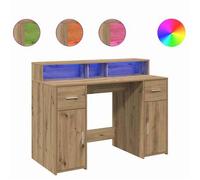 Escritorio Con Led Madera Ingeniería Roble Artisian 120x55x91cm Vidaxl