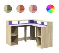 Escritorio Con Led Madera Ingeniería Roble Sonoma 130x130x91 Cm Vidaxl