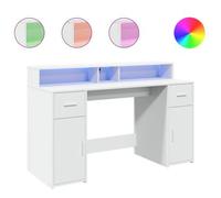 Escritorio Con Luz Led Madera Ingeniería Blanco 140x55x91 Cm Vidaxl