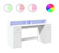 Escritorio Con Luz Led Madera Ingeniería Blanco 160x55x91 Cm Vidaxl
