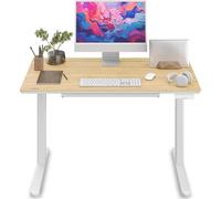Escritorio de altura ajustable SENSE7 NEWAI, eléctrico, 120x60 cm, blanco, con estructura de bambú, con cajón, función de memoria, ergonómico, ideal para el teletrabajo y el uso de ordenadores