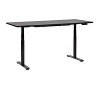 Escritorio De Altura Regulable Eléctrico Diseño Moderno Patas Redondas 180 X 80 Cm Tablero Negro Soporte De Acero Negro Destinas