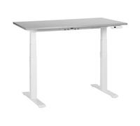 Escritorio De Altura Regulable Eléctrico Oficina Moderna Patas Cuadradas 120 X 72 Cm Tablero Gris Soporte De Acero Blanco Destines
