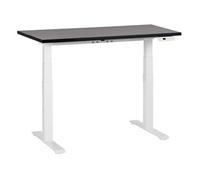 Escritorio De Altura Regulable Eléctrico Oficina Moderna Patas Cuadradas 120 X 72 Cm Tablero Negro Soporte De Acero Blanco Destines