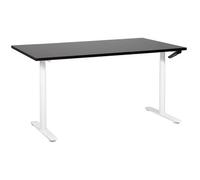 Escritorio De Altura Regulable Manualmente Oficina Moderna Patas Redondas 160 X 72 Cm Tablero Negro Soporte De Acero Blanco Destinas