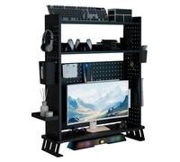 Escritorio de dos niveles con elevador para monitor y organizador