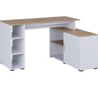 Escritorio de esquina Vicco Rudy Blanco/Artesano 135 x 110 cm con estantes, Model 57324