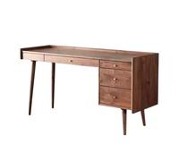 Escritorio de madera de nogal para laptop con Sto Modern PC Wortat y pestaña de escritura, escritorio de oficina en casa con 4 Ders para niños pequeños