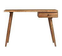 Escritorio de madera maciza de acacia, 110 x 50 x 76 cm | Tablero y cajón superpuestos, pulido y lacado, fácil montaje, estilo retro, color aleatorio