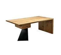 Escritorio de madera maciza de acacia 180 x 90 cm rectangular con cajón