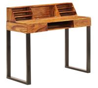 Escritorio De Madera Maciza De Acacia Y Acero 110x50x94 Cm Vidaxl
