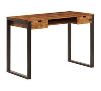 Escritorio De Madera Maciza De Acacia Y Acero 110x55x78 Cm Vidaxl