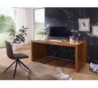 Escritorio de madera maciza de sheesham, diseño Wohnling, con patas de madera natural, dimensiones: 160 x 80 x 76 cm; modelo WL1.383
