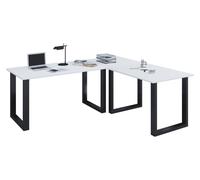 Escritorio de madera VCM | Plano de escritorio de esquina | 190x130 | Forma L Izquierda o Derecha | Placa de mesa de trabajo 50 cm de profundidad | Muebles de oficina de mesa de ordenador - Lona U