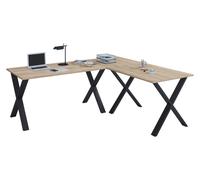 Escritorio de madera VCM | Plano de escritorio de esquina | 190x160 | Forma L Izquierda o Derecha | Placa de mesa de trabajo 80 cm de profundidad | Muebles de oficina de mesa de ordenador - Lona X