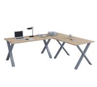 Escritorio de madera VCM | Plano de escritorio de esquina | 220x160 | Forma L Izquierda o Derecha | Placa de mesa de trabajo 80 cm de profundidad | Muebles de oficina de mesa de ordenador - Lona X