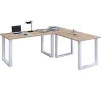 Escritorio de madera VCM | Plano de escritorio de esquina | 220x190 | Forma L Izquierda o Derecha | Placa de mesa de trabajo 80 cm de profundidad | Muebles de oficina de mesa de ordenador - Lona U