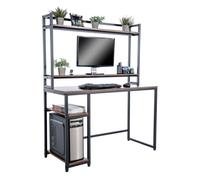 Escritorio de madera y acero billings estilo industrial con estantería 150x120x50 cm marrón