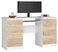 Escritorio a11 akord color blanco, roble sonoma 135 cm