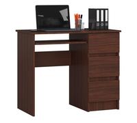 AKORD Escritorio A-6 con Estante para Teclado y 3 Cajones | Oficina y Ahorro de Espacio | 90x77x50 cm | 30 kg Wengé