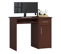 Escritorio de ordenador akord pin wenge 90 cm 1 puerta 1 cajón wenge 3 estantes 90x50x74 cm