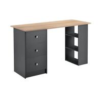 Escritorio de ordenador lemberg 120x49x72 cm - 3 compartimientos y 3 cajones gris oscuro/efecto madera [en.casa]