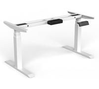 Escritorio de pie eléctrico - Altura ajustable de 64 a 129 cm - Capacidad de carga de 120 kg - Blanco - Estructura de metal