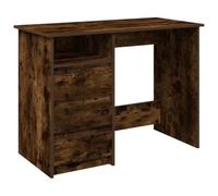 Escritorio de roble ahumado, 102 x 50 x 75 cm, aglomerado con contenedor | Superficie lisa, fácil limpieza, diseño clásico, requiere montaje, se recomienda montaje en pared