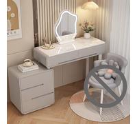 Escritorio de tocador 3 en 1 con espejo y luces LED, juego de tocador de maquillaje pequeño, tocador blanco con 4 cajones, fácil montaje, perfecto para decoración de dormitorio de niñas y mujeres