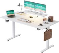Escritorio eléctrico con ajuste de altura, de 160 x 80 cm, con soporte de monitor ajustable, barra de luces LED y conexión USB. Escritorio de pie con estructura de 4 piezas