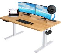 Escritorio eléctrico de altura ajustable, con función de sentado/de pie, de 140x60 cm, con función de memoria y estructura metálica estable