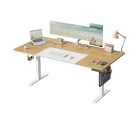 SONGMICS Escritorio Eléctrico, Regulable en Altura, 180 x 80 cm, Regulación Continua, 4 Alturas de Memoria, Puerto USB-C, Roble Natural y Blanco Mate LSD028YD02
