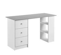 Escritorio Elvera para interiores y exteriores - Con 3 cajones - 120x49x72 cm - Gris claro y blanco - Fabricado en tablero de partículas - Diseño elegante