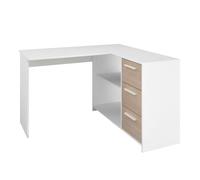 Miroytengo Escritorio Esquinero 3 Cajones Finit, Mesa de estudio, Escritorio en L Color Blanco y Roble Jackson 121x75x111 cm White - light wood