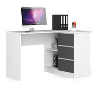 Escritorio esquinero b16 akord color blanco, grafito gris 124 cm