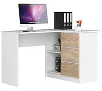 Escritorio esquinero b16 akord color blanco, roble sonoma 124 cm