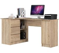 Escritorio esquinero akord b20 roble sonoma 155 cm con lado izquierdo 1 puerta 3 cajones frente en color roble sonoma 4 estantes 155x85x77 cm