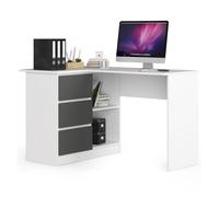 Escritorio esquinero b16 akord color blanco, grafito gris 124 cm