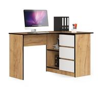 Escritorio esquinero b16 akord color roble craft, blanco 124 cm