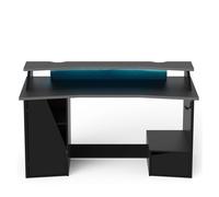 Escritorio gaming con leds venom color negro 160x93x76 cm melamina con armario, cajón, altillo y sujeta cascos 76 cm