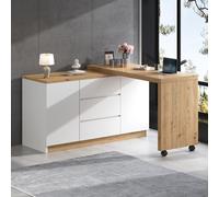 Escritorio giratorio y plegable, con espacio de almacenamiento de madera y aglomerado, ideal para oficinas en casa y salones